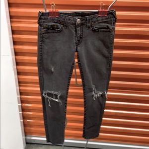 True Religion tapered ripped knee jeans